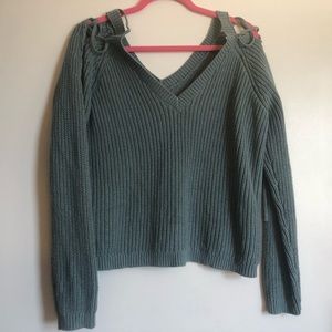Cold shoulder aqua sweater